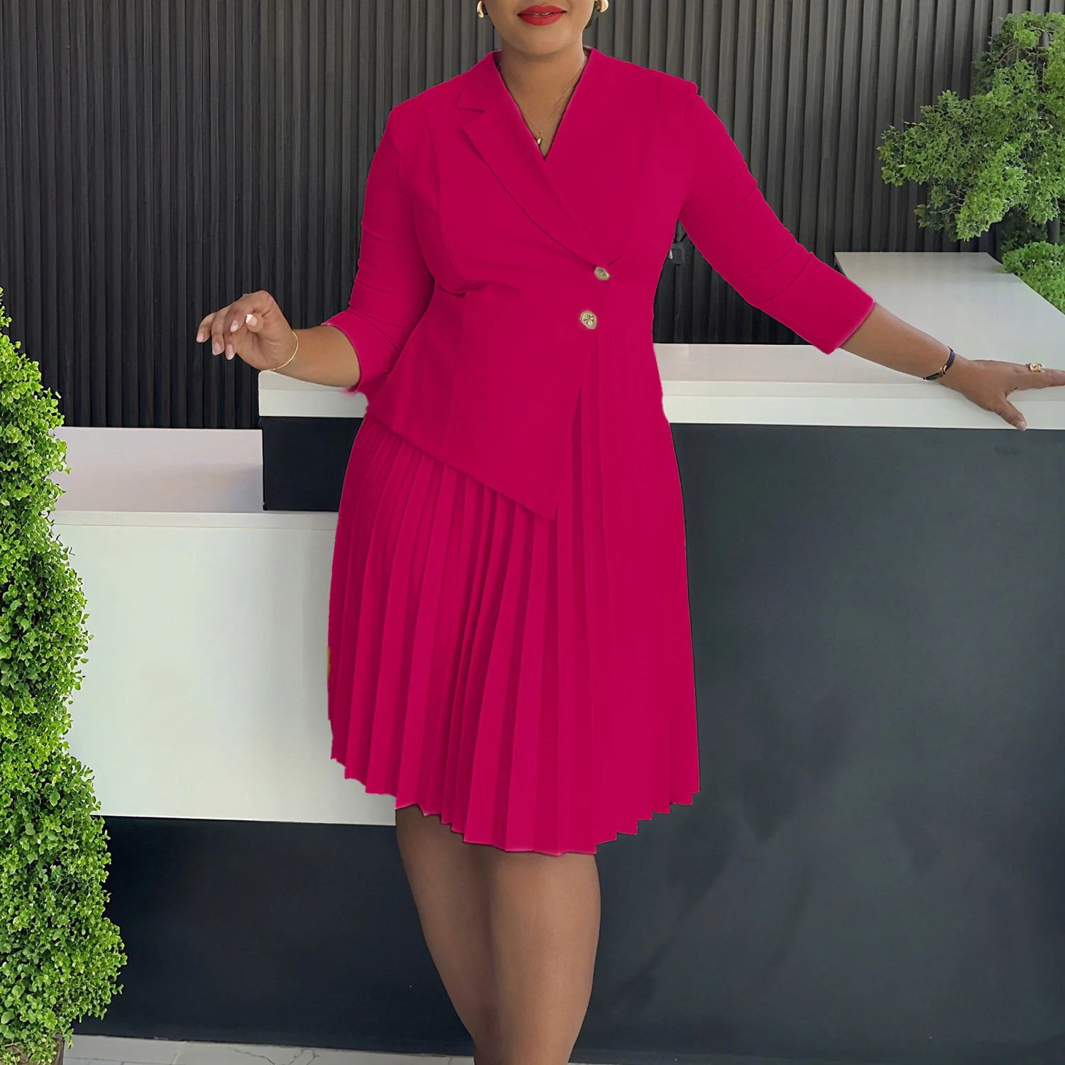 Latest Design Winter Dresses Women Casual Suit Collar Pleated Dress Elegant  Office Dresses Women Formal Work Career Dresses| Alibaba.com