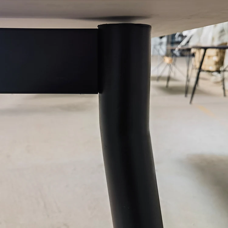 Italian Minimalism Steel Frame With Black Powder Coating Dining Table