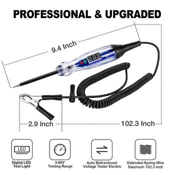 BOAK Tester Per Circuiti Auto 3-60V DC Con Display LCD E Retroilluminazione – Prova Di Tensione E Continuità
