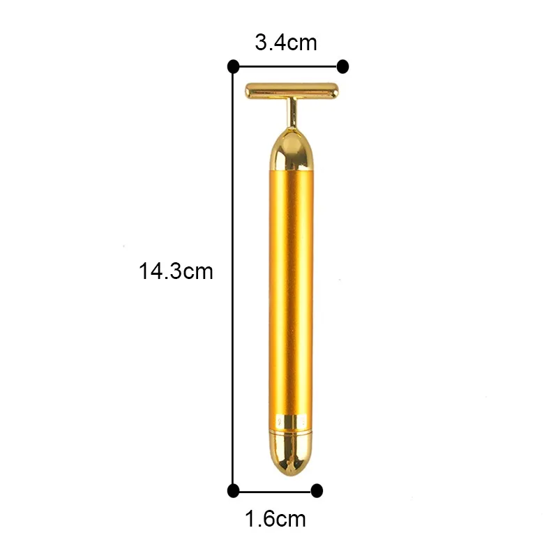 24K золотой импульсный укрепляющий массажер энергетический косметический роликовый для лица уход за кожей лечение