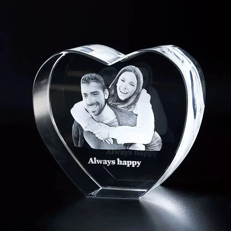 product small bridge wholesale creative clear glass blank heart customize 3d photo crystal heart for engraving souvenirs gift-7