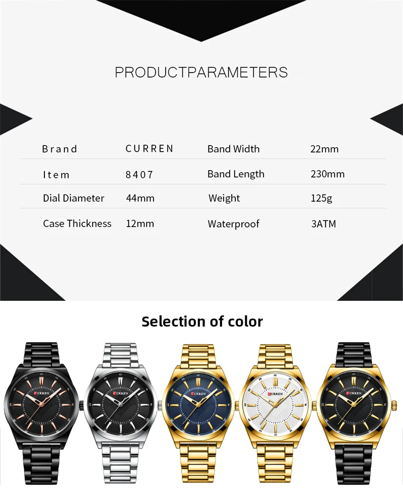CURREN 8407 Business Mens Quartz Watches Classic Stainless Steel Waterproof Luminous Casual Wristwatch Relogois Masculino