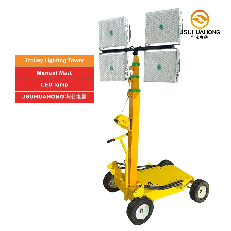 2024 New 4M 5M 6M Manual Lifting Rod Lamp Tower 4000 Watt  LED Light Towers for Outdoor Night Lighting