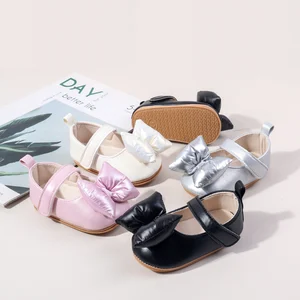 High Quality Anti-slip TPR Outsole Big Bowknot Design Princess Baby Girl Shoes