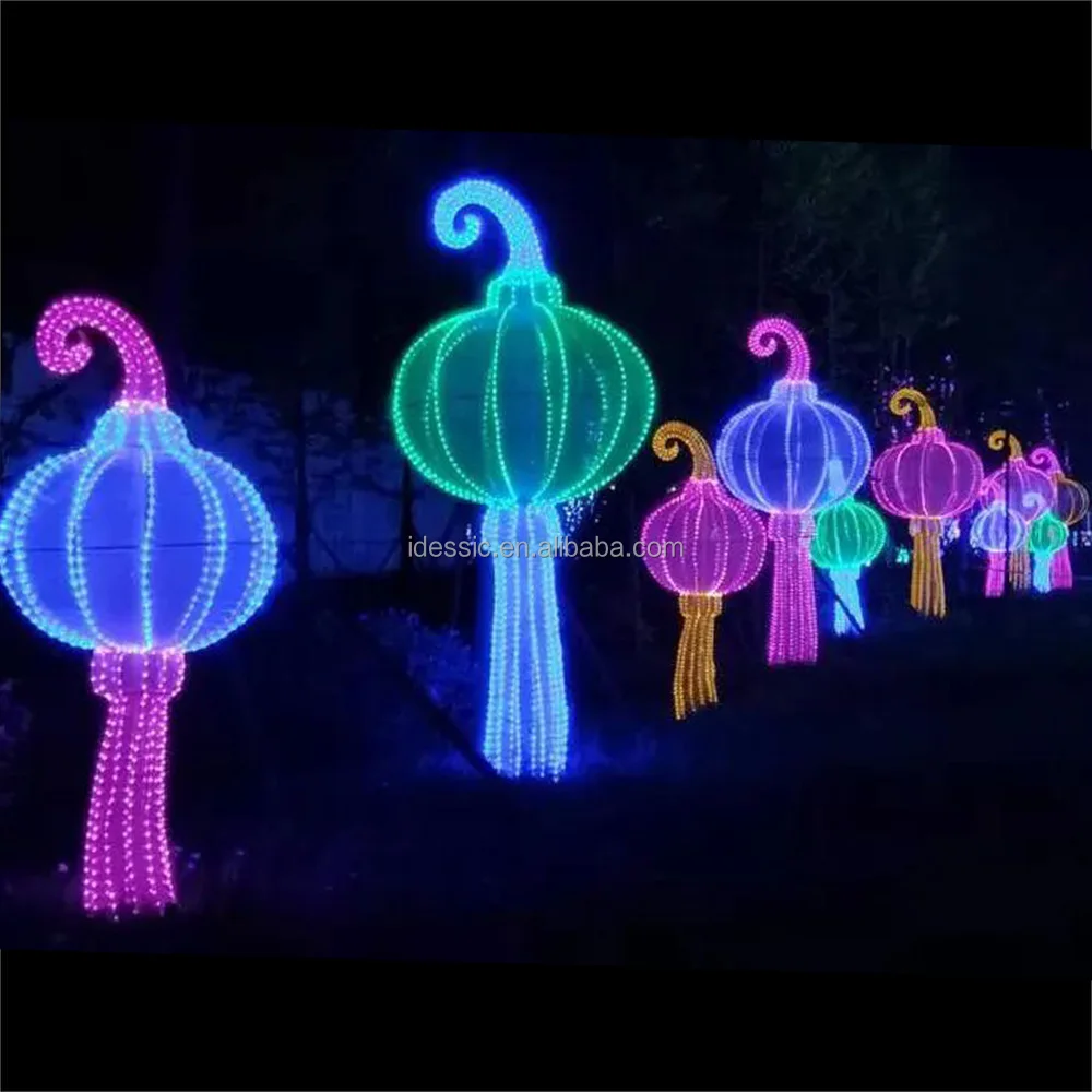 Outdoor 3d Lighted Chinese Lantern Sculpture Festival Chinese New Year