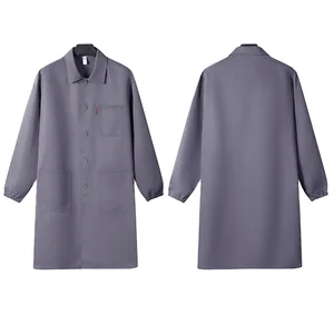 Solid Color Turn Down Collar Work Lab Coat Warehouse Loader Breeder Food Factory Dust Proof Overall Coat