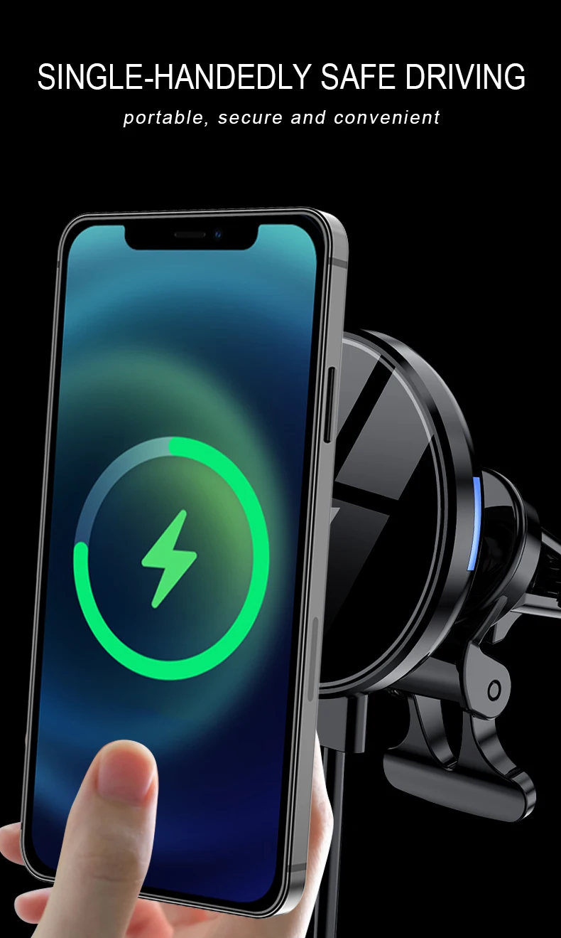 2021 New Arrivals 360 Degree Rotation Quick Charge Overvoltage Protection Wireless Car Charger Magnetic Suction
