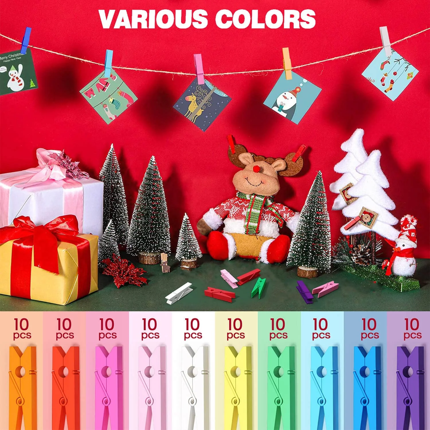 迷你衣夹木制小衣服别针黄麻细绳照片剪辑图片工艺品展示装饰衣夹