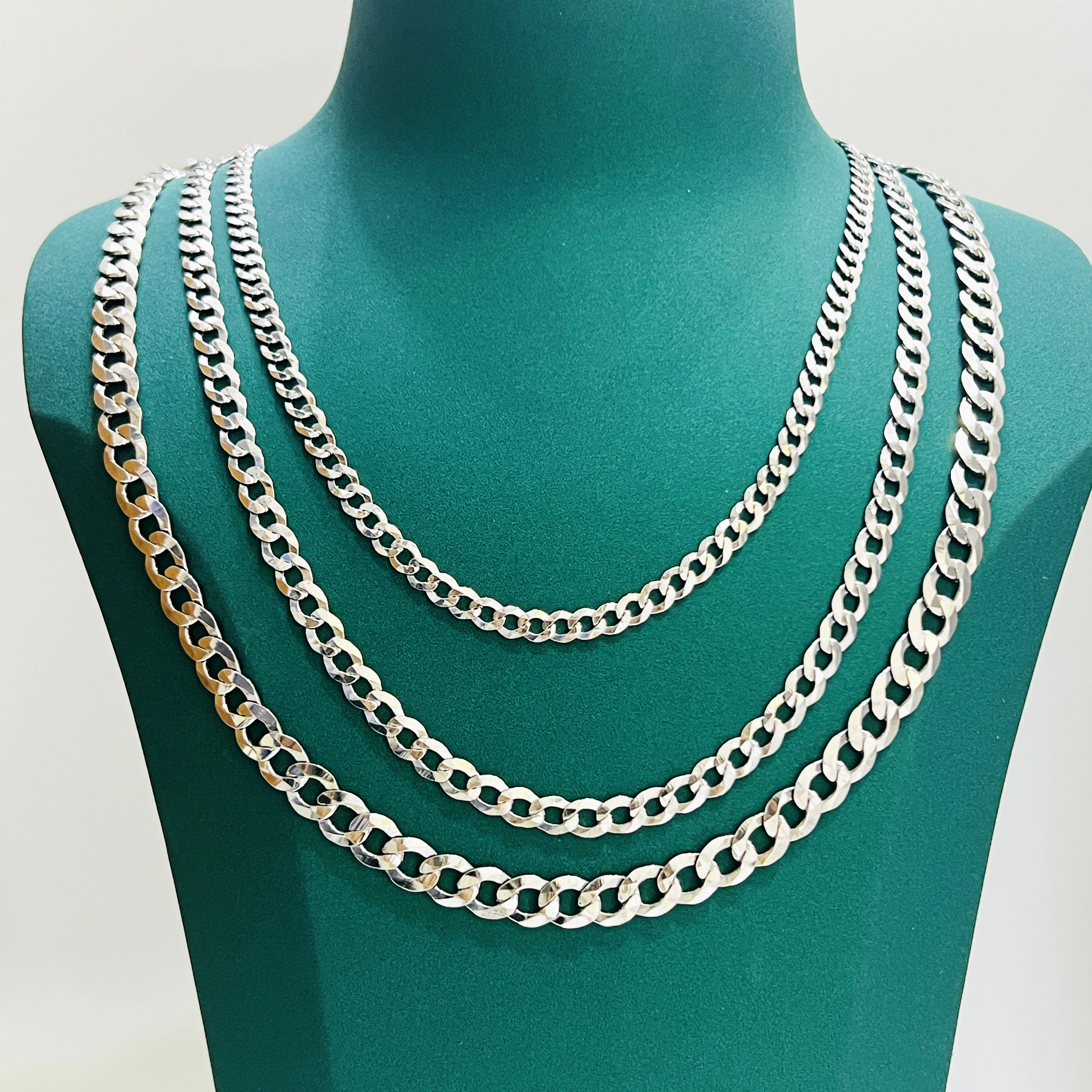 Cubana Uomo Argento Collana Figaro In Acciaio Inox, Catenina Cubana, Lunghezza 18-24 Pollici, Per Uomo/donna, Argento Collana Figaro Senza Ciondolo - Foto 4