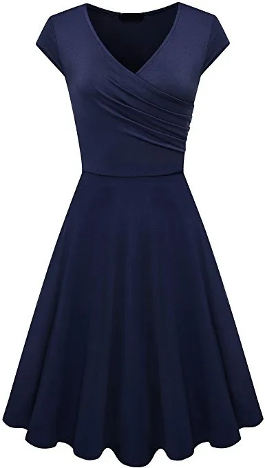 PEASKJP Party Dresses For Women Elegant Classy Shift Dress for Women V Neck  Short Sleeves Solid Color Casual Summer Dresses(S-2XL) Blue M