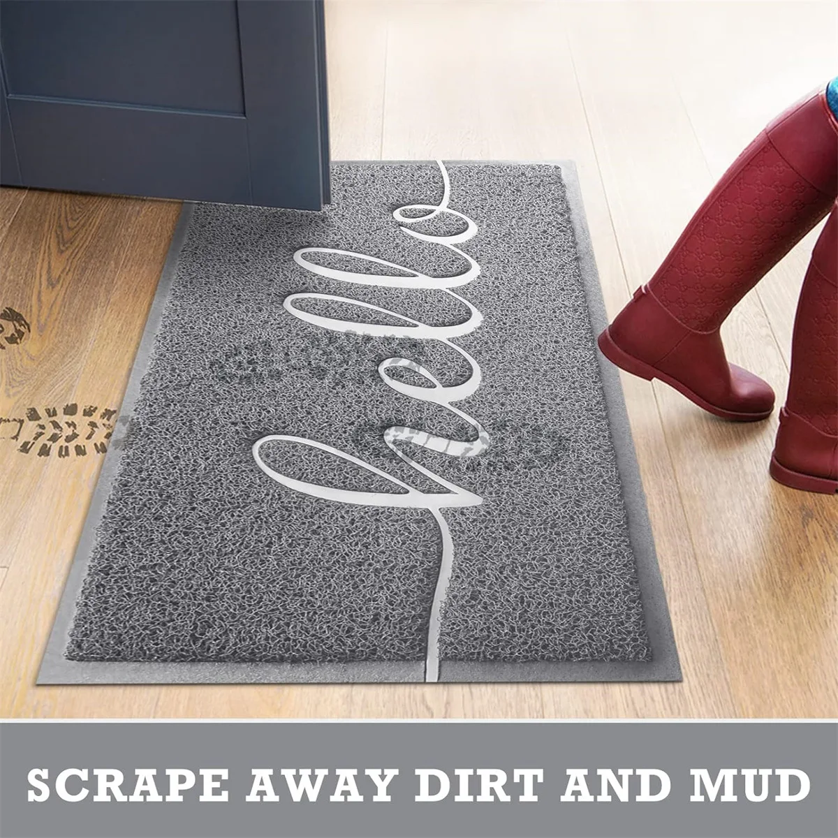 PVC Custom Coil Welcome Doormat Customized Design Red Front Door Mat Entry Washable Carpet for Convenience Store