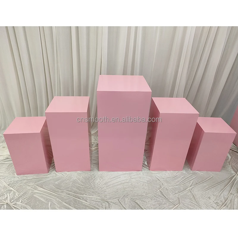 5pcs Stackable Round Pleated Wave Cylinder Plinth Wedding Birthday Decoration Metal Column Cake Display Plinth Stand