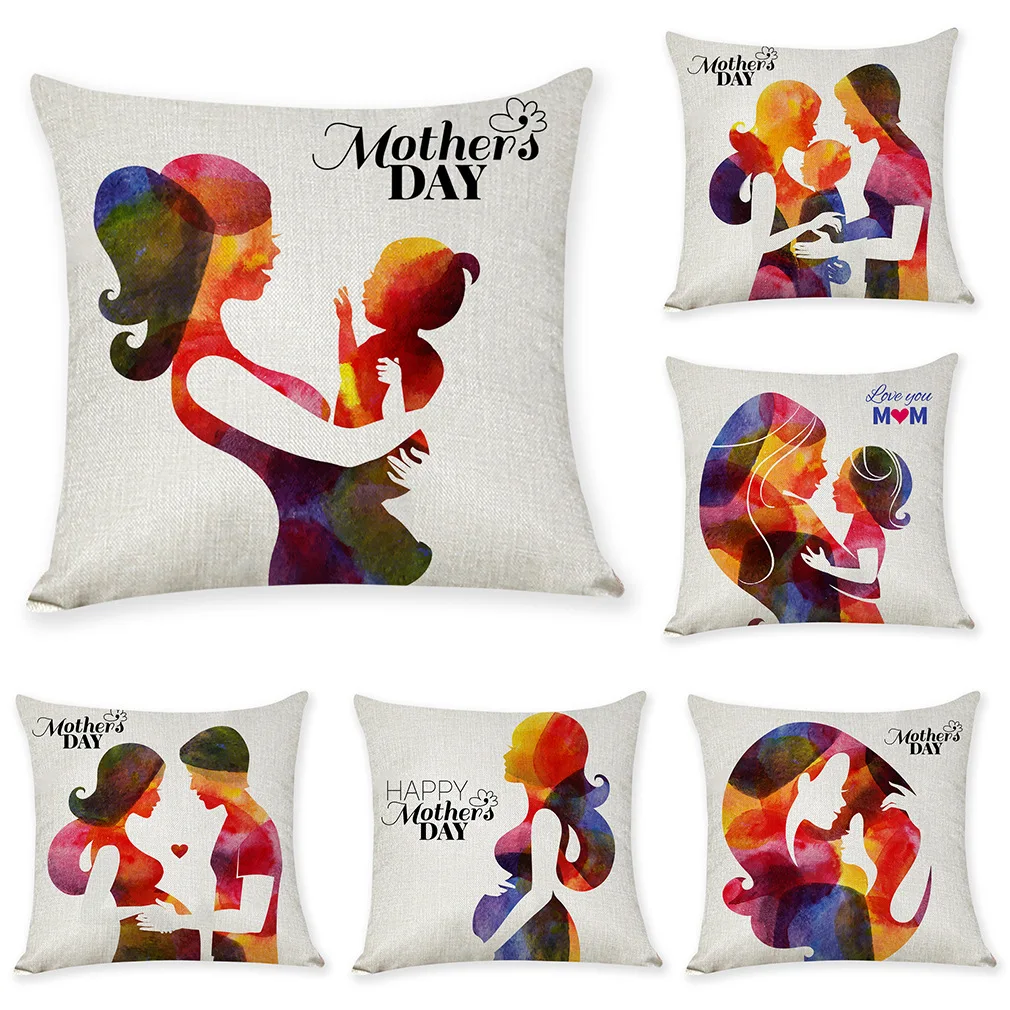 2024 Happy Mother's Day Cushion Customized Mother Pattern Pillow Case Home Car Sofa Decoration