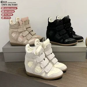 European American High-Top Shoes Women Autumn Winter Invisible Height-Increasing Casual Sports Shoes