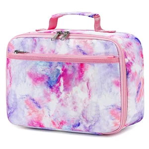 New Arrival Cute Polyester Bento Thermal Insulated Cooler Custom Logo School Lunch Bag with Cartoon Pattern for Girls and Kids