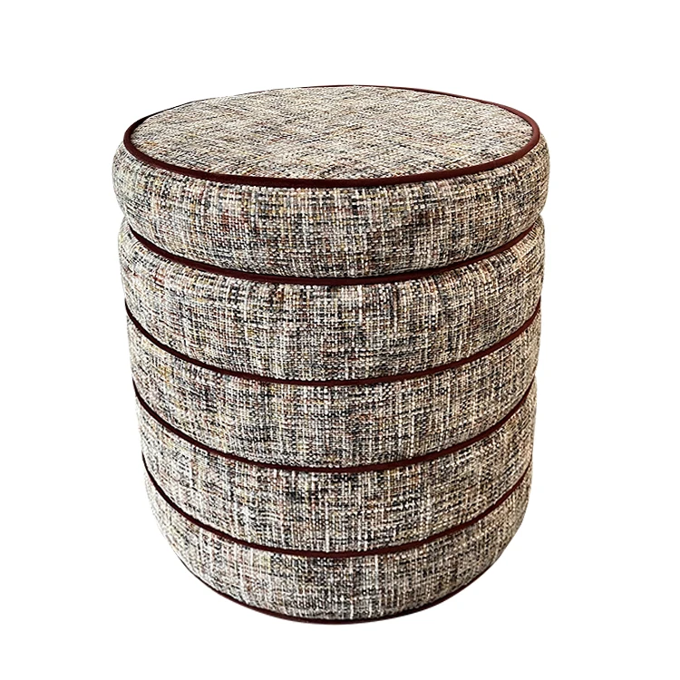 Hot Selling Home Furniture Modern Luxury Velvet Round Pouf Ottoman for Living Leisure