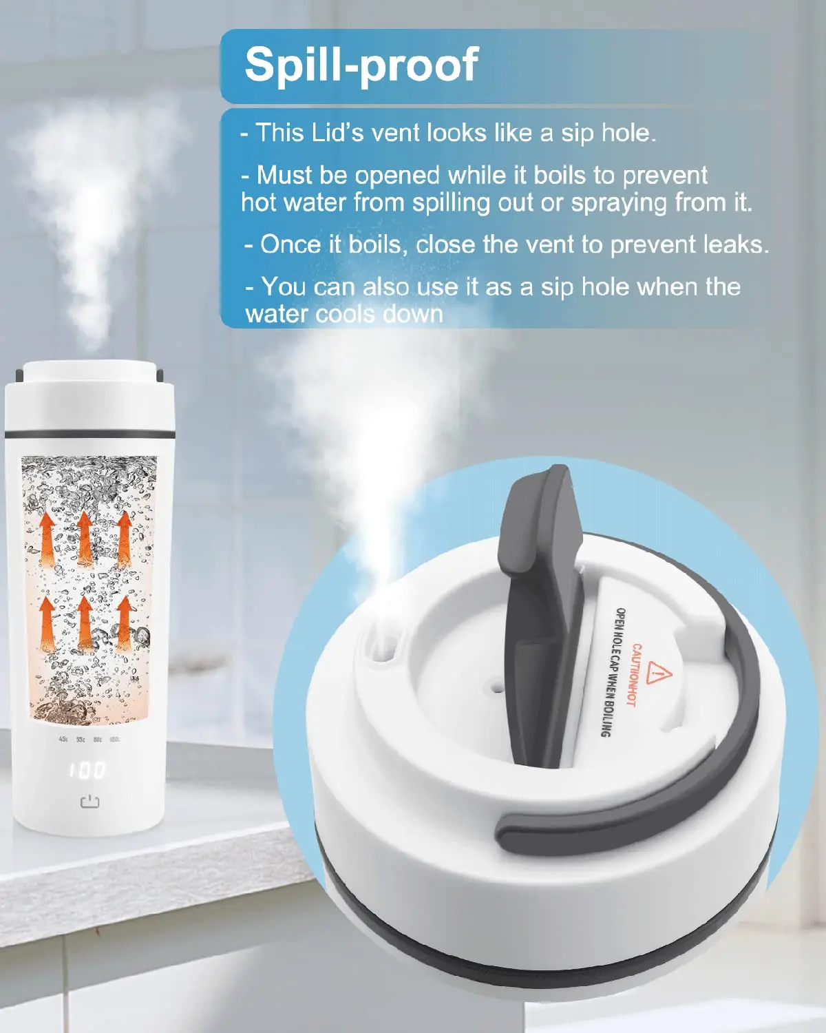 Mini Electric Tea Kettle Temperature Control Portable Cup Travel