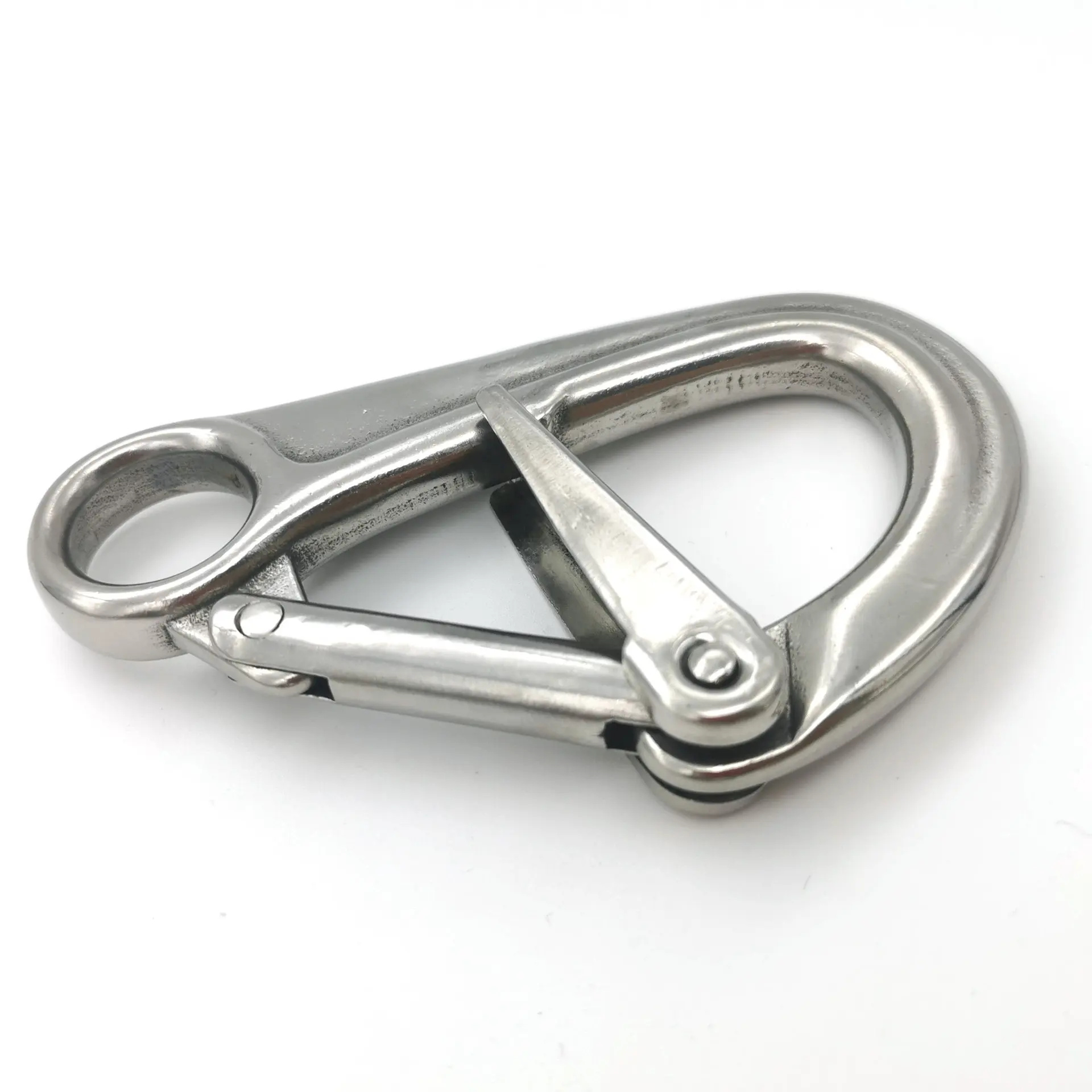 Stainless Steel 304/316 Metal Carabiner Safety Release Pressure Spring Rope Dual Lock Hook Spring Ring Clasps Double Safety Hook