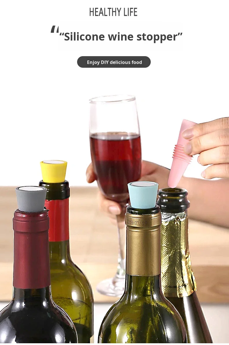 Eco-Friendly Reusable Silicone Wine Stoppers with Leak-Proof & Airtight Seal Caps details