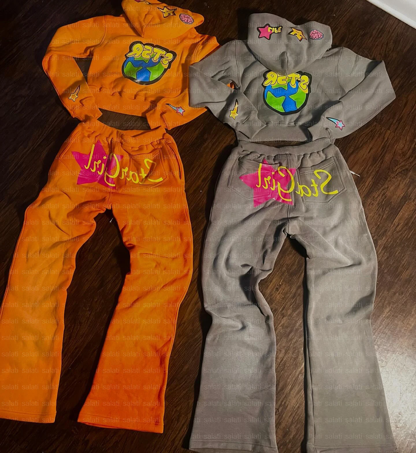 Tracksuits Manufacturer Oversized Zipper Acid Wash Flared Jogging Sweat Suit Sweatsuit Hoodies and Jogger Sweatpants Sets Women gallery 4