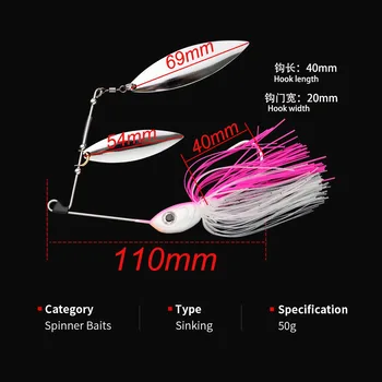 High Quality 50g Large Gram Weight Beard Man Lure Compound Rotating Flake Lead Head Hook Metal Long-range Lure – Metal Jig – view 4