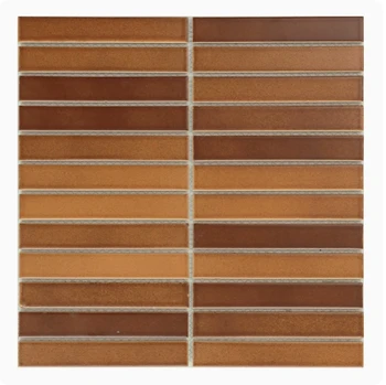 Modern Gradient Wood Color Strip Ceramic Mosaic Tiles New Product for Kitchen Bathroom Hotel Villa Interior Wall Decor