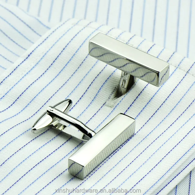 Wholesale French Cuff Button Polished Stainless Steel Rectangle T-bar Luxury Men's Cylinder Cufflinks for Shirt Party