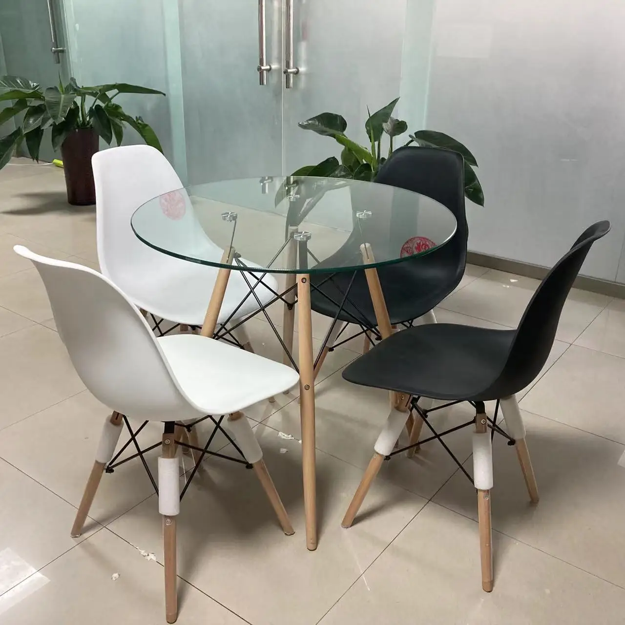 Nordic Design Modern Glass Dining Room Furniture 4 Chairs Tisch Meja Makan Round Glass Dinning ...