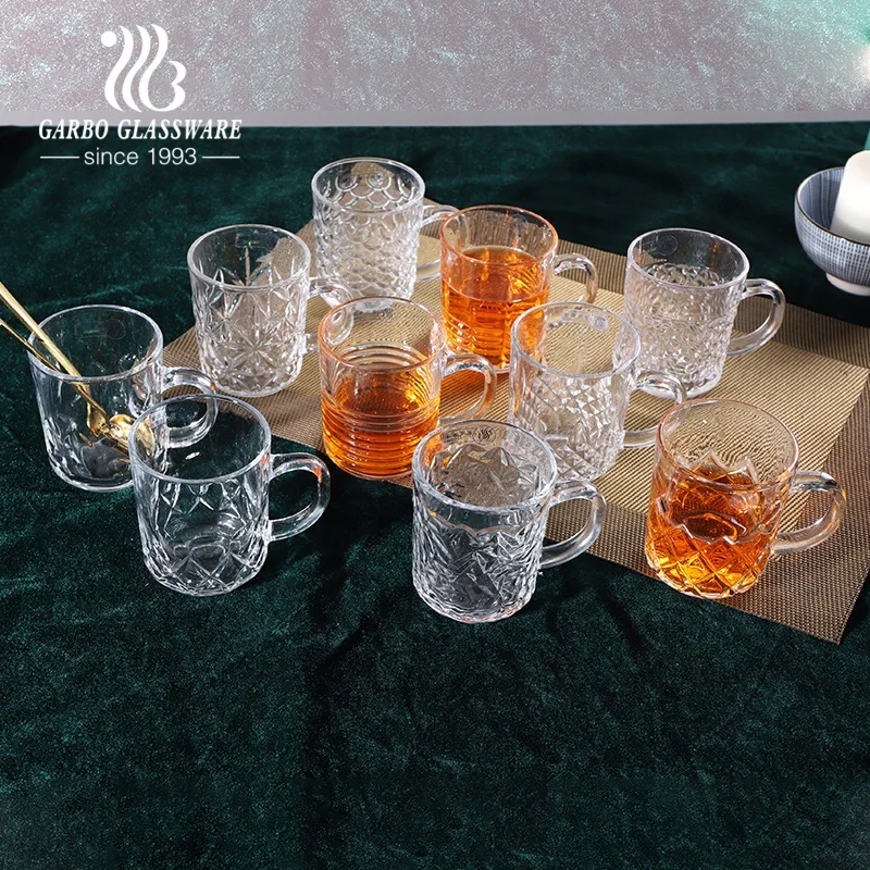 7.6 oz Clear Glass Tea Cups 6pcs with Handle