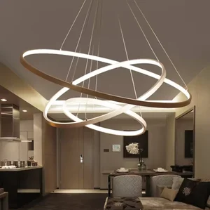 Zeal Lighting Nordic Modern Modern Luxury Indoor Led Ceiling Hanging Chandelier Dimmable Ring Pendant Light Circle Gold