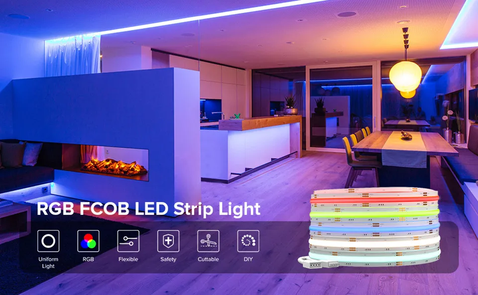 FCOB CCT Tunable White LED Light Strip RA 90  High Density 640 LEDs Flexible FOB COB Led Strip Light  DC24V