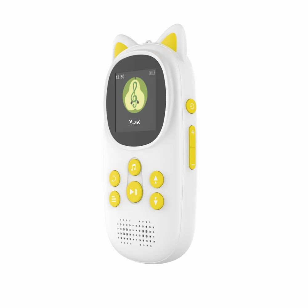 Mini MP3 Player with Cute Cat Design Bluetooth & USB Support Portable Watch Style for Audio Video Includes Earphone Accessory
