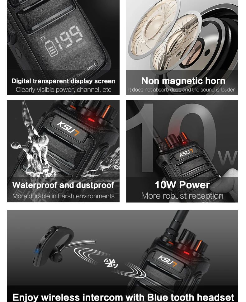 KSUN-X-P70 Professional Handheld Walkie Talkie, IP67 Waterproof