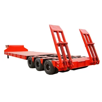 Three Lines Six Axes 60ft Flatbed New Low Flatbed Semi-trailer For Road ...