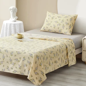Luxury Double Bedroom Bed Sheets Set 3pcs Printed Plant Pattern Woven King and Queen Sizes Low MOQ for Home Use