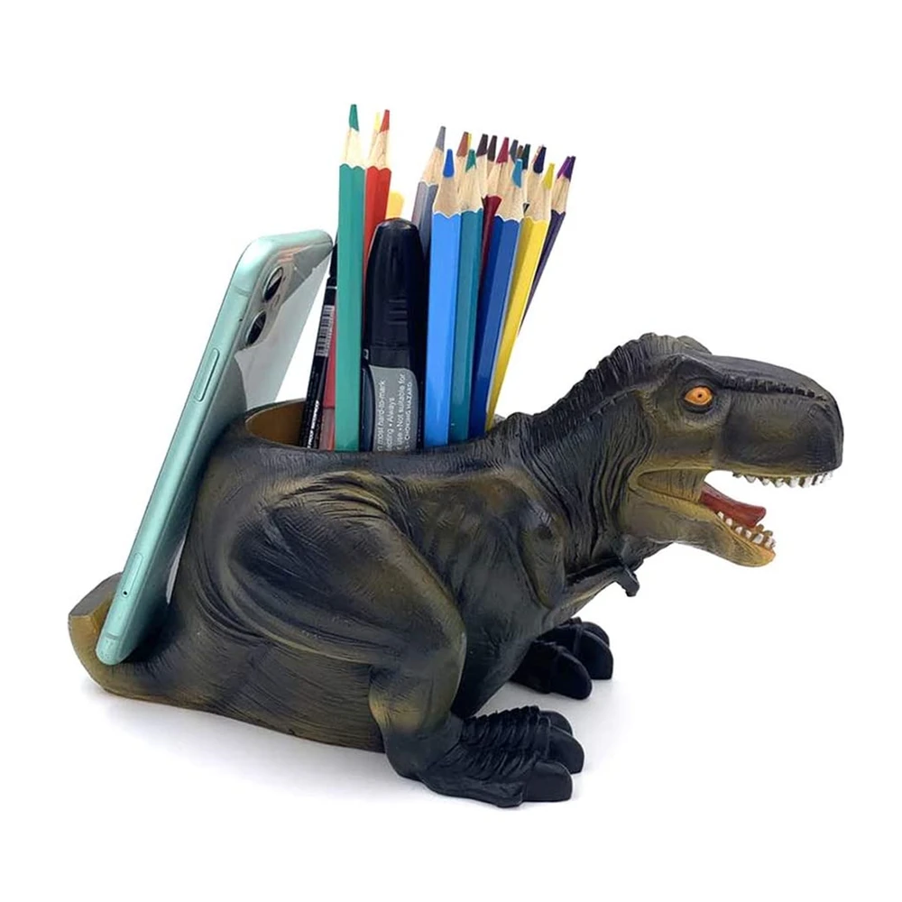 Dinosaur Statue Resin Pen Holder Unique Home Decor