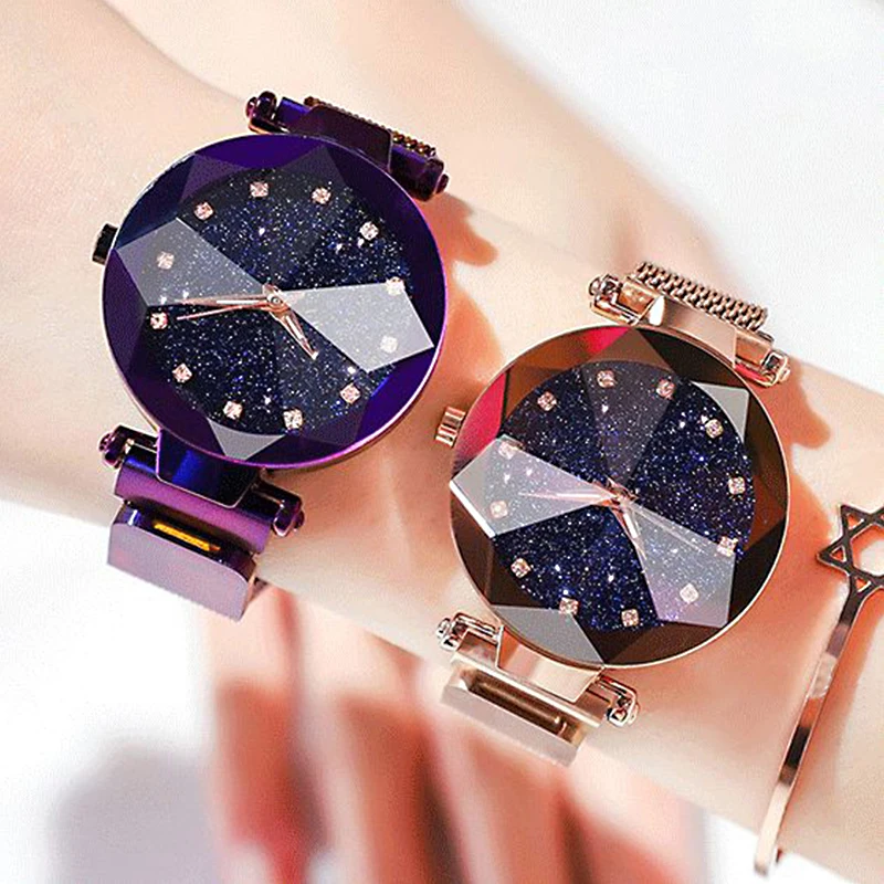 Watch Women Starry Sky Magnetic Stainless Steel Strap Ladies Luxury  Wristwatch