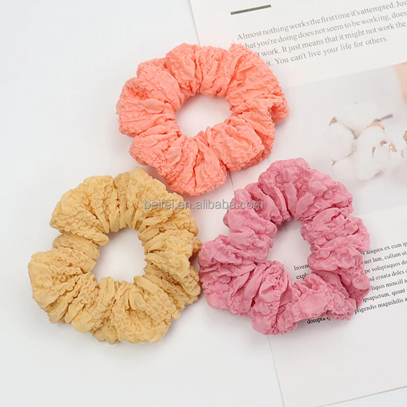 Fashion Korean Kids Hair Scrunchies Chiffon Pink Color Ponytail Holder