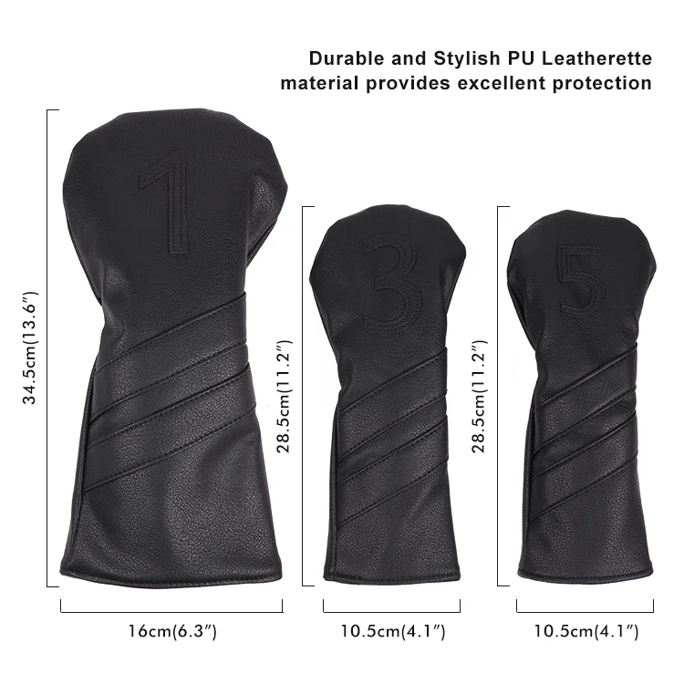 High Quality Pu Leather Blank Golf Headcover Custom Logo Golf Driver Fairway Wood Headcover Oem