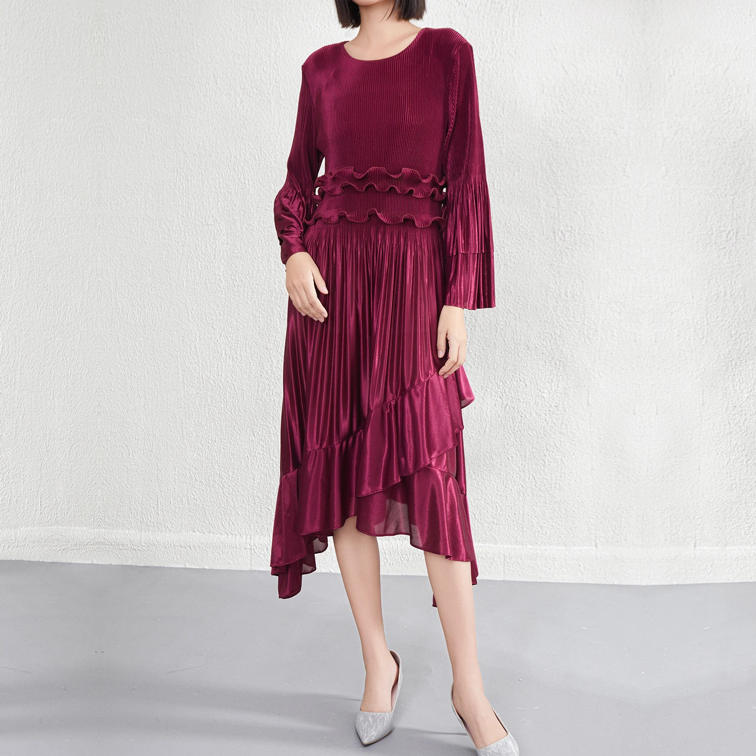long sleeve satin wedding dress Jules