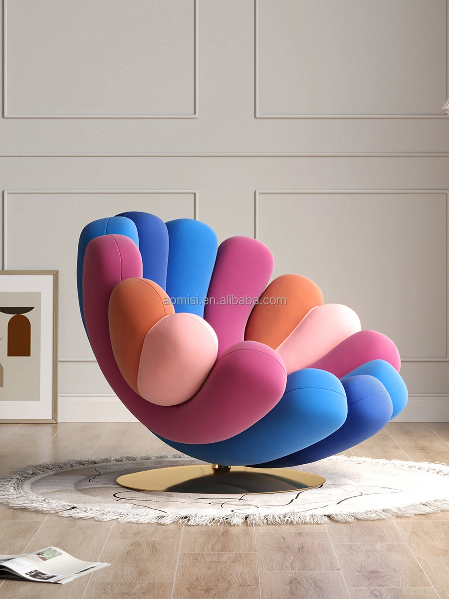 New Italian Design Colorful Hotel Sofa Chair Modern Velvet Fabric Sea