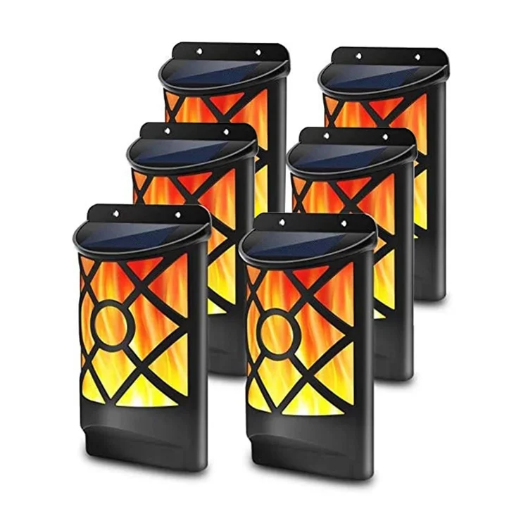 Waterproof Dark Sensor Auto on Daytime Off Outdoor Wall Lamp Solar Flame Lights for Garden Pathway Patio Deck Yard