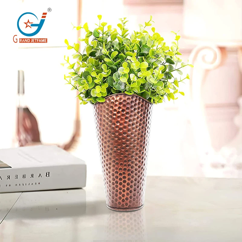 Набор из 2 металлических настенных цветочных горшков с медной поверхностью