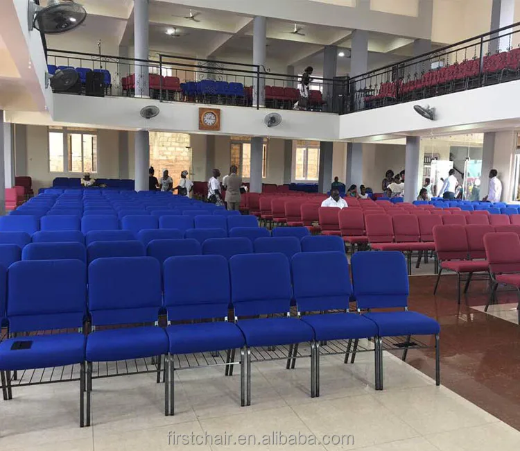 Popular Hotel Furniture for Conference Center Event Comfortable Church Pews Blue Church Chair