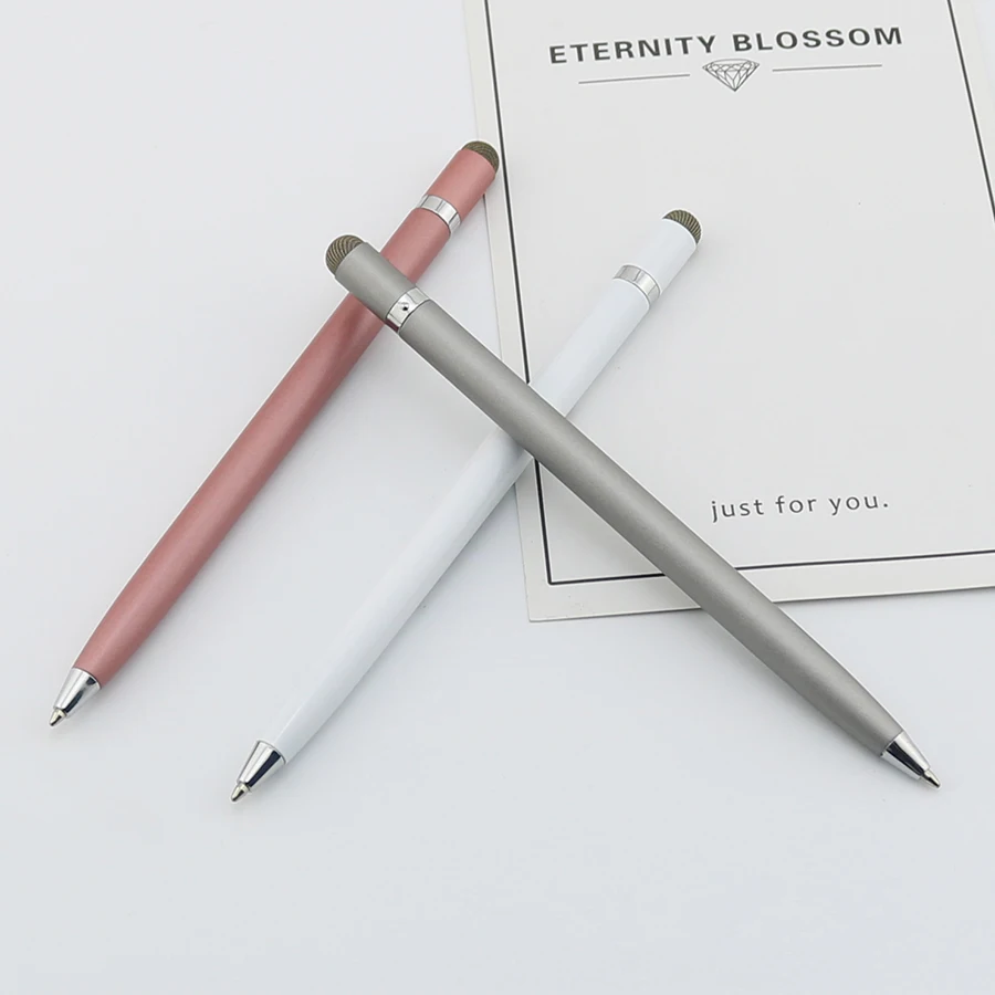 No Clip Round  Metal Ball Pen With Stylus Logo Pen  Custom Brand Pen