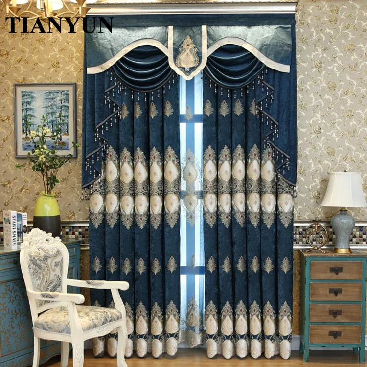 Customized Macrame Curtain Turkish Luxury European Style Blackout Window Curtains for Sitting Room