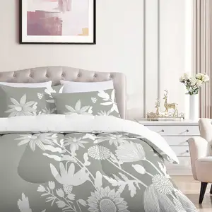 Nordic Luxury Winter Weight 3D Floral Pattern Duvet Cover Thermal Insulated Quilted Design Polyester Fabric Bedspread Set