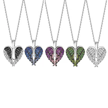new hot sale stainless steel necklace Fashion women jewelry wholesale heart angel wing necklace