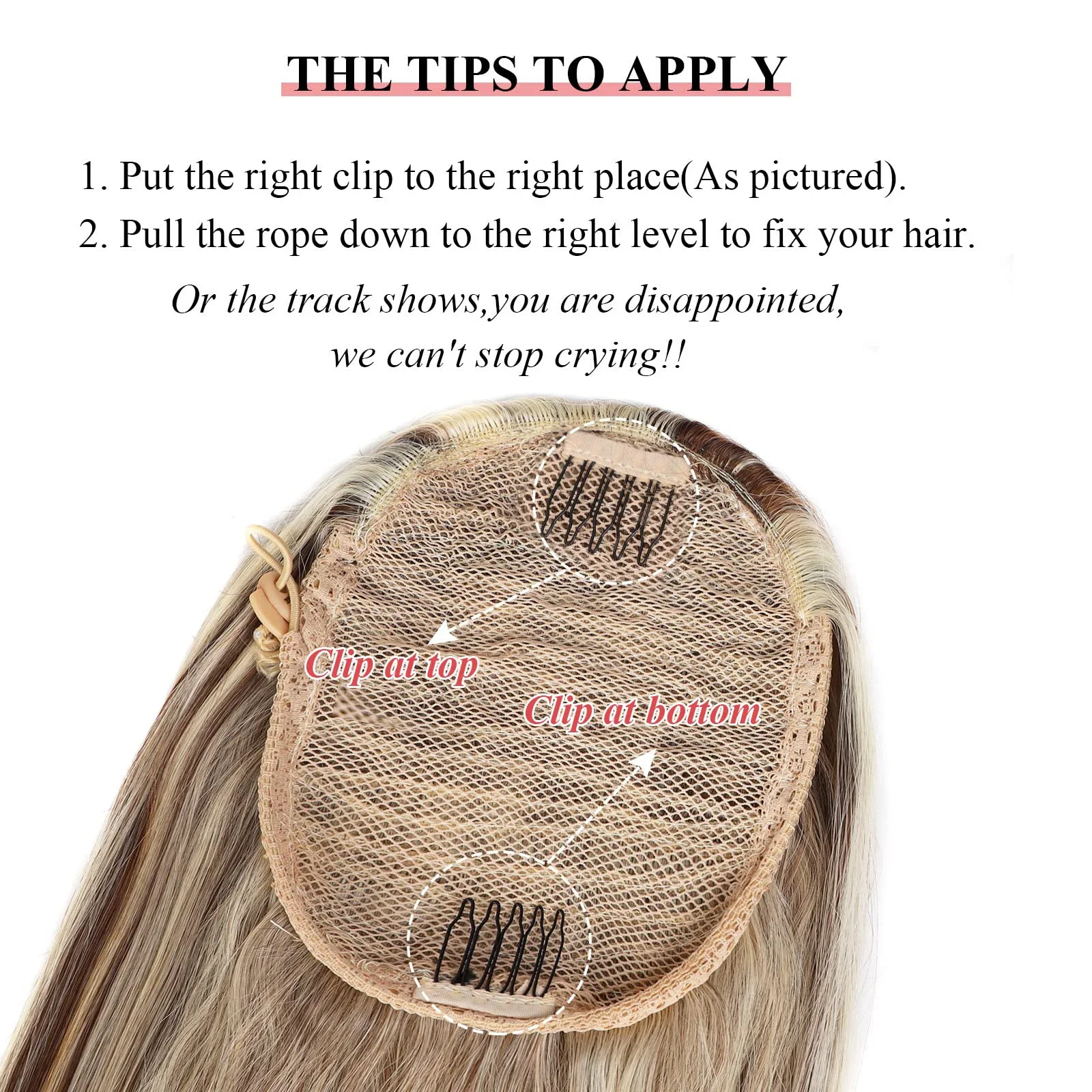 26inch Straight Drawstring Ponytail Human Hair Extensions Long Clip ins P8/613 Color Clip In Ponytail For Women_voghion.com