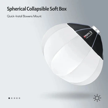 Triopo Kq55 55cm Soft Box Spherical Collapsible Soft Box Quick-Install Bowens Mount for Photography Video Lighting Accessory detail image